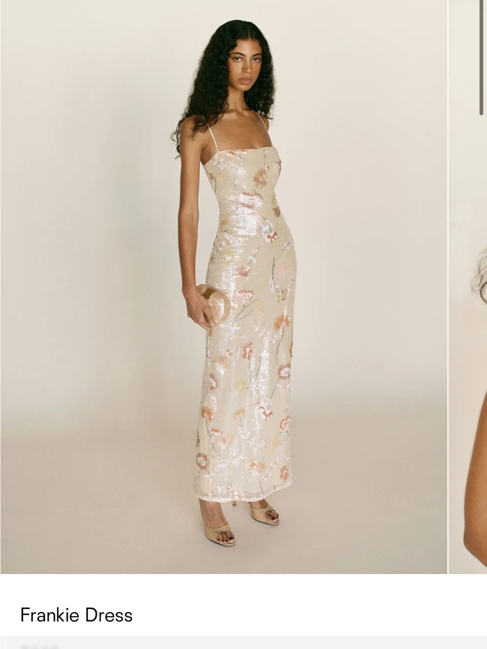 Frankie Dress - Ivory Floral Sequin Slip Dress - NWT